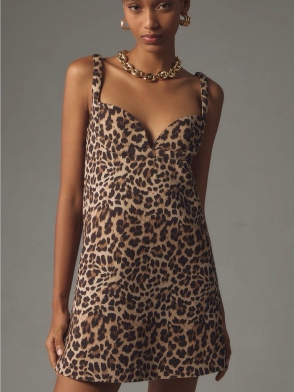 Anthropologie Leopard-Print Slip Dress in Brown and Black